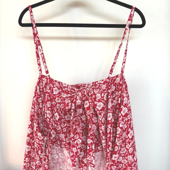 Universal Thread Red Midi Sundress Floral Open Back Sleeveless Vacation 4X - Picture 5 of 12